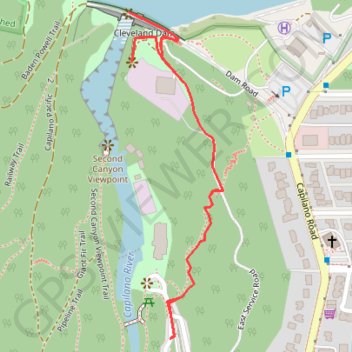 Capliano Canyon - Cleveland Dam trail, distance, elevation, map, profile, GPS track