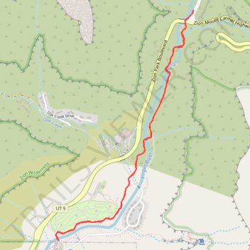 Pa'rus Trail in Zion National Park trail, distance, elevation, map, profile, GPS track