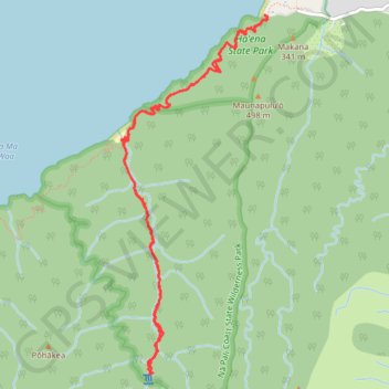 Hanakapi'ai Falls (Kauai Island) trail, distance, elevation, map, profile, GPS track