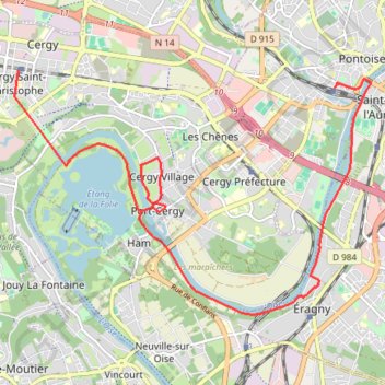 Bords d'Oise de la ville d'art et d'histoire à l'axe majeur - Cergy-Pontoise trail, distance, elevation, map, profile, GPS track