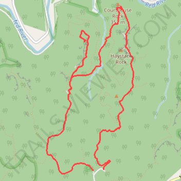 Double Arch, Courthouse Rock, Haystack Rock and Auxier Ridge Loop trail, distance, elevation, map, profile, GPS track