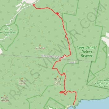 Hike from Bluff Beach via Pony Bottom Track trail, distance, elevation, map, profile, GPS track