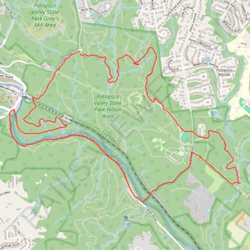 Patapsco Valley State Park Hilton Area Loop trail, distance, elevation, map, profile, GPS track