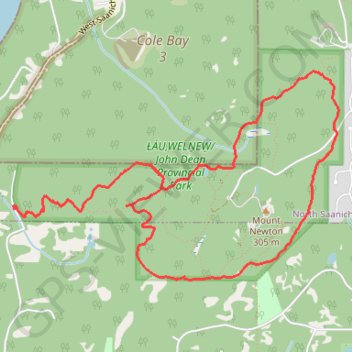 John Dean Provincial Park trail, distance, elevation, map, profile, GPS track