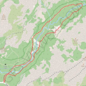 Tenaya Creek and Mirror Lake trail, distance, elevation, map, profile, GPS track