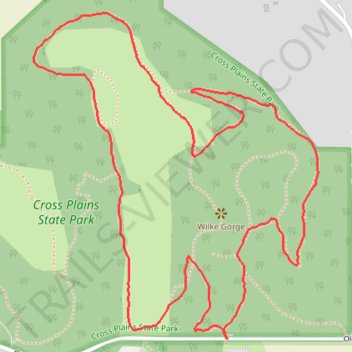 Cross Plains State Park loop hike trail, distance, elevation, map, profile, GPS track