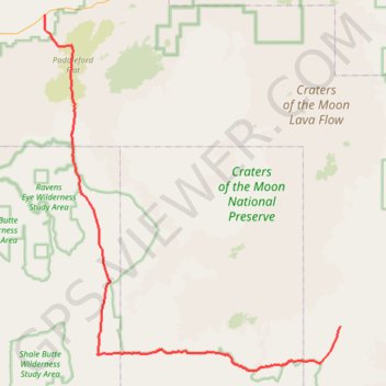 Craters of the Moon roads trail, distance, elevation, map, profile, GPS track