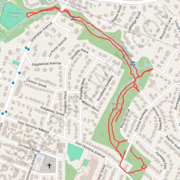 Hunt's Woods Park trail, distance, elevation, map, profile, GPS track