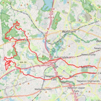 Weston Trails and Pine Street Forest trail, distance, elevation, map, profile, GPS track