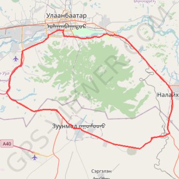 A century solo ride - clockwise cycling the Bogd mountain #PowerMap #StatMaps trail, distance, elevation, map, profile, GPS track