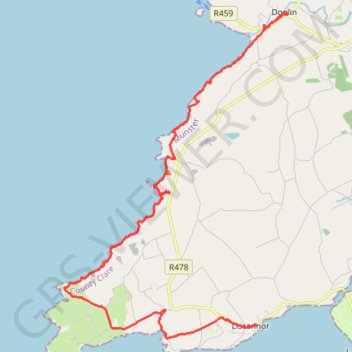 Cliffs of Moher - Stookeen Cliff trail, distance, elevation, map, profile, GPS track