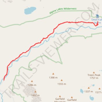 Taylor River Trail to Otter Falls trail, distance, elevation, map, profile, GPS track