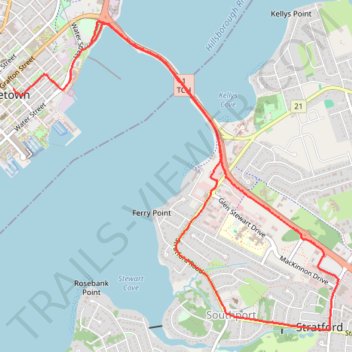 Stratford for Coffee trail, distance, elevation, map, profile, GPS track
