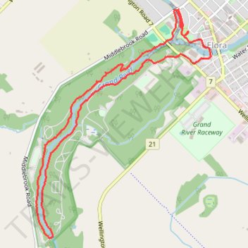 Elora Gorge hiking & exploring trail, distance, elevation, map, profile, GPS track