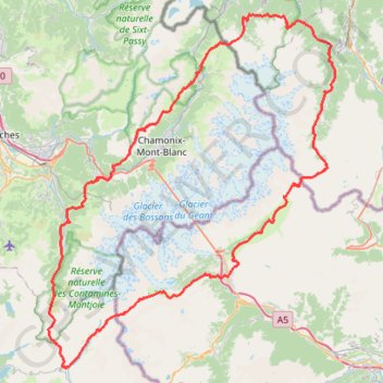 TTdMB-1 Tour Du Mont Blanc - Itinéraire Principal trail, distance, elevation, map, profile, GPS track