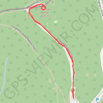 Clingmans Dome trail, distance, elevation, map, profile, GPS track